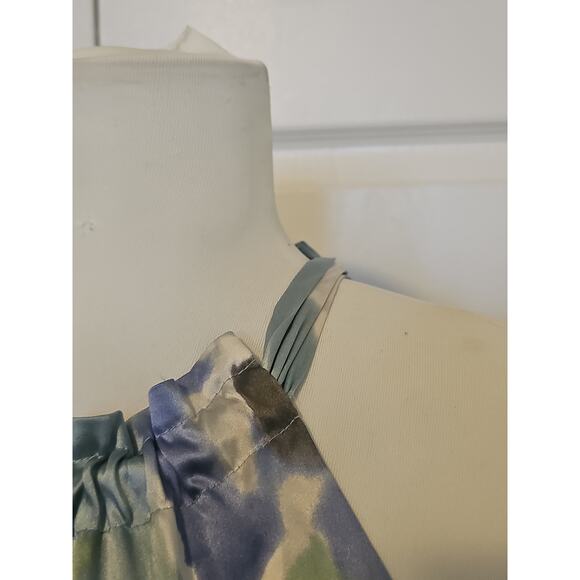 NWT Ann Taylor Silk Halter Dress Womens 4 Petite Watercolor Blue Green Wedding - Picture 8 of 16